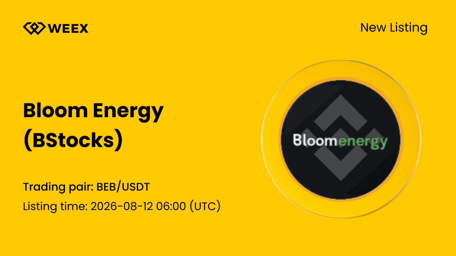 New listing: Bloom Energy (bStocks) (BEB) now available on WEEX