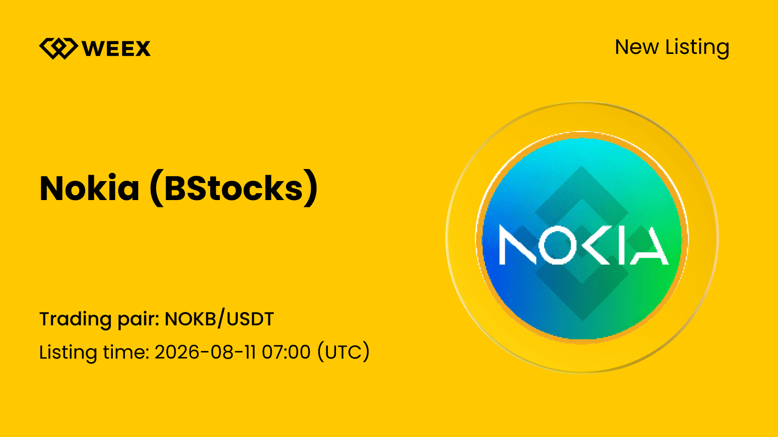 Nouveau listing : Nokia (bStocks) (NOKB) désormais disponible sur WEEX