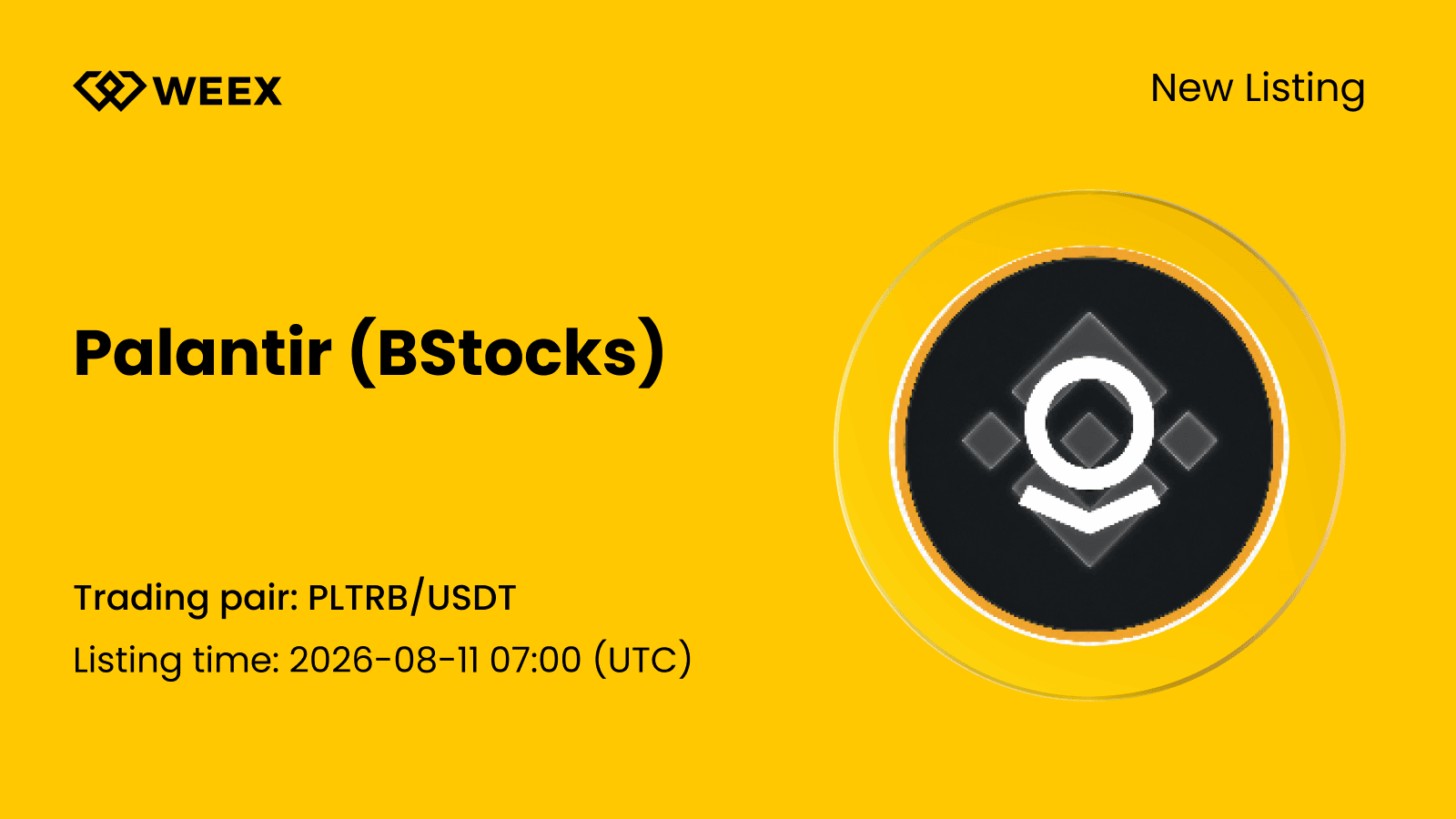 Nouveau listing : Palantir (bStocks) (PLTRB) est maintenant disponible sur WEEX