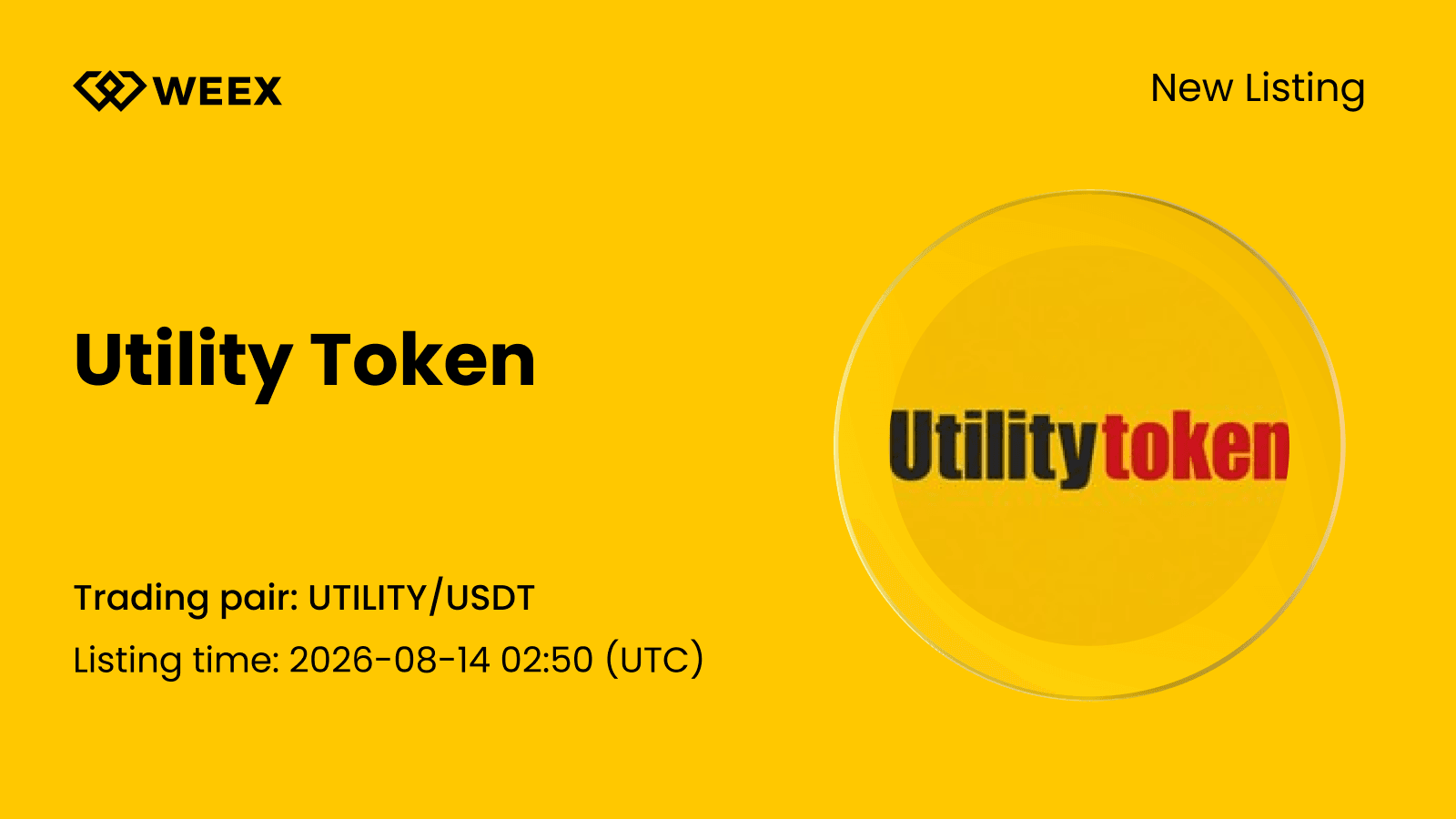 New listing: utility token (UTILITY) now available on WEEX