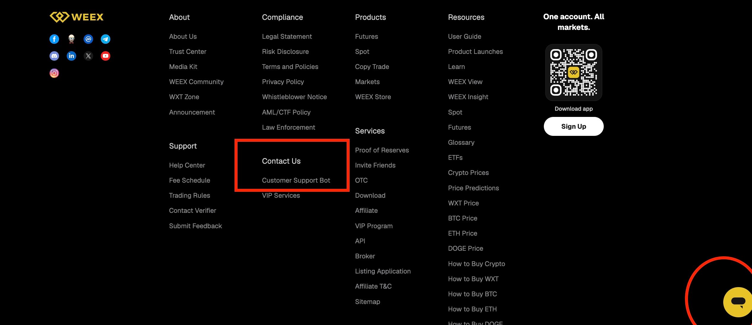 Where Can You Find WEEX Customer Service web